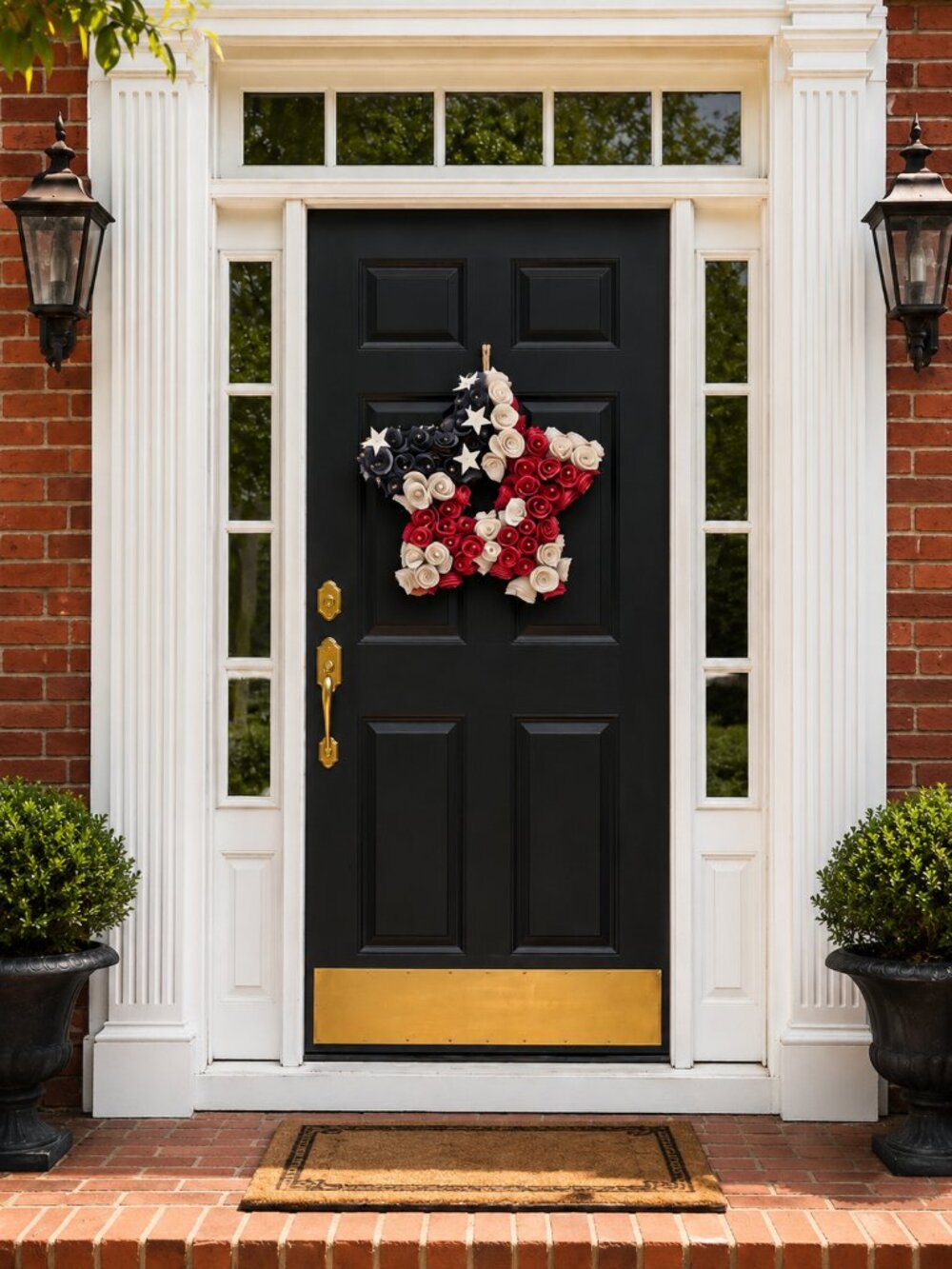 USA Wreath Wall Decor Wood Flower Star Red White Blue Patriotic America250